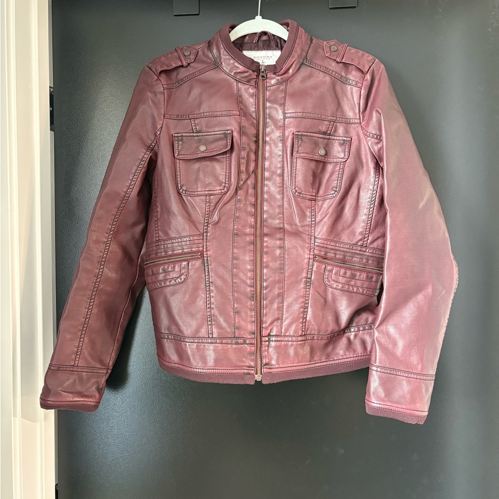 Sonoma Maroon Imitation Leather Jacket